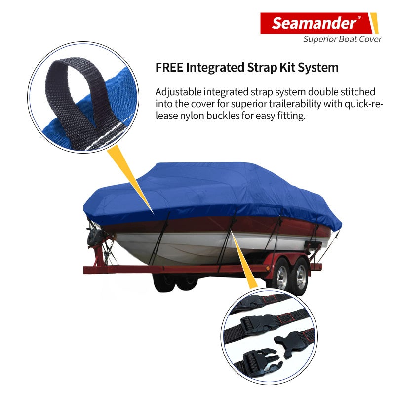 Seamander Heavy Duty Polyester Boat Cover - Marine Grade, Waterproof Fits Bass, V-Hull & Tri-Hull Boats, Fish & Ski, Runabout Bowrider - 14 ' to 16 ' Length, 90 ' Width - Image 5